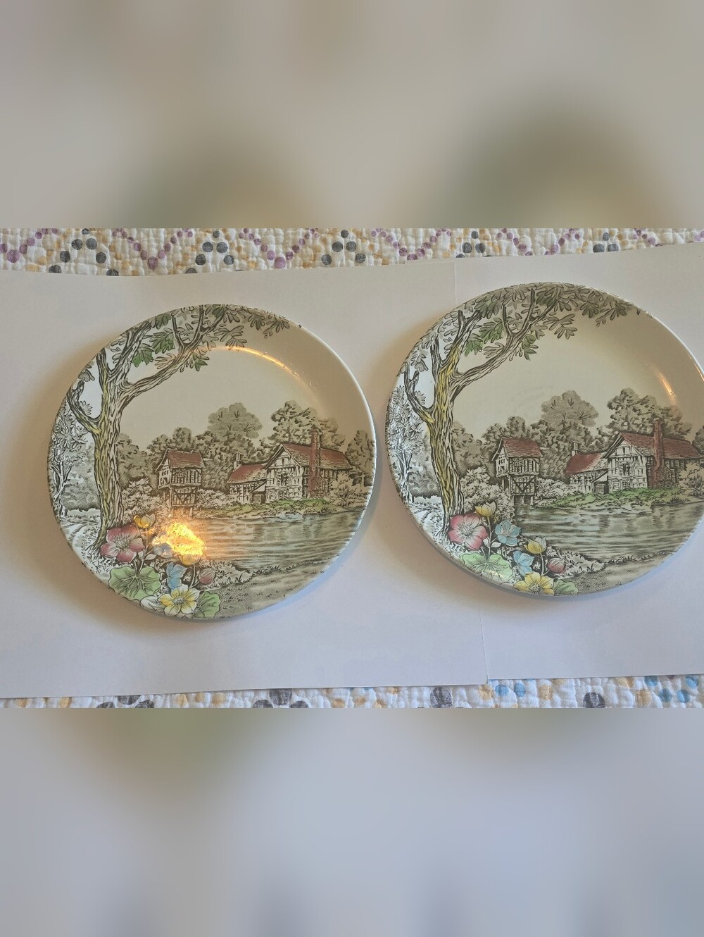 Vintage British Anchor Old Millng Sandwich Plates